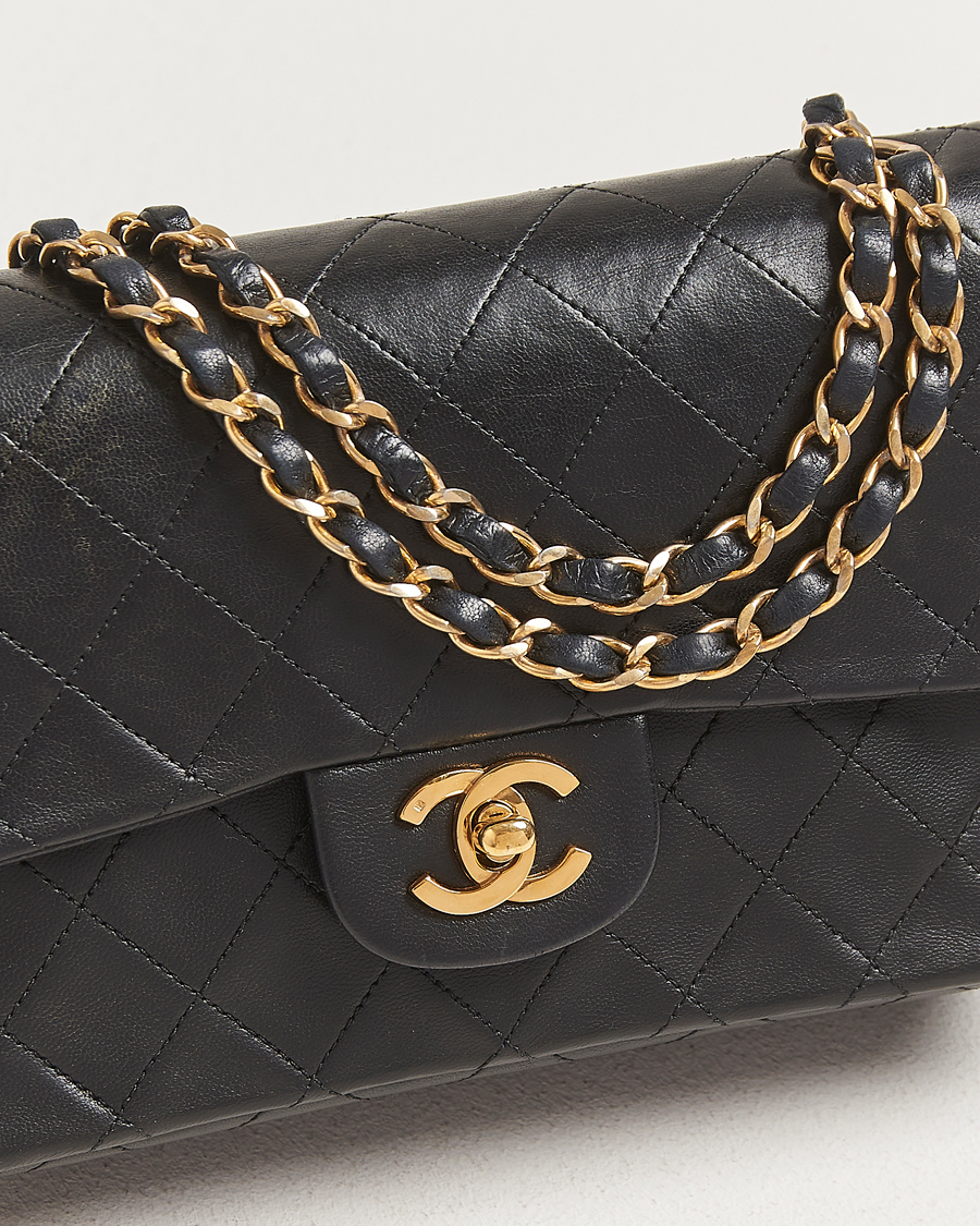 Uomini | Chanel Pre-Owned Classic Double Flap Small Lambskin Black | Chanel Pre-Owned | Classic Double Flap Small Lambskin Black