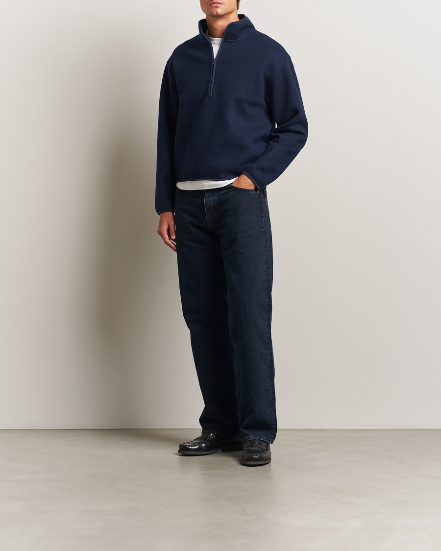 Uomini | Maglieria | Sunflower | Wool Half Zip Navy