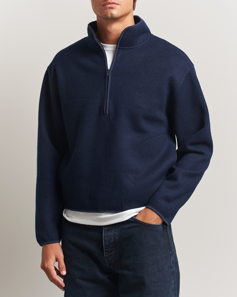 Uomini | Maglieria | Sunflower | Wool Half Zip Navy