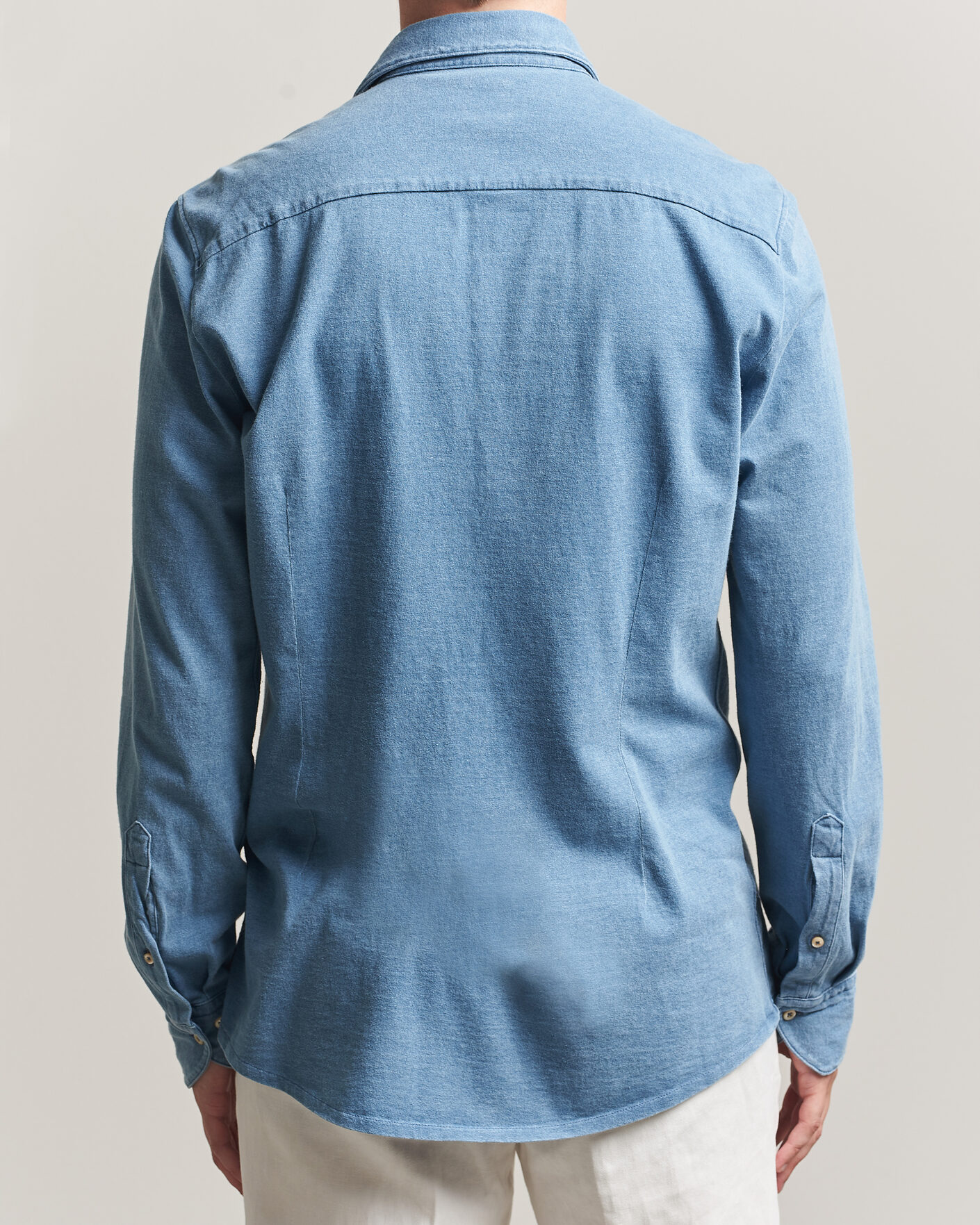 Uomini | Camicie | Stenströms | Jersey Denim Shirt Blue