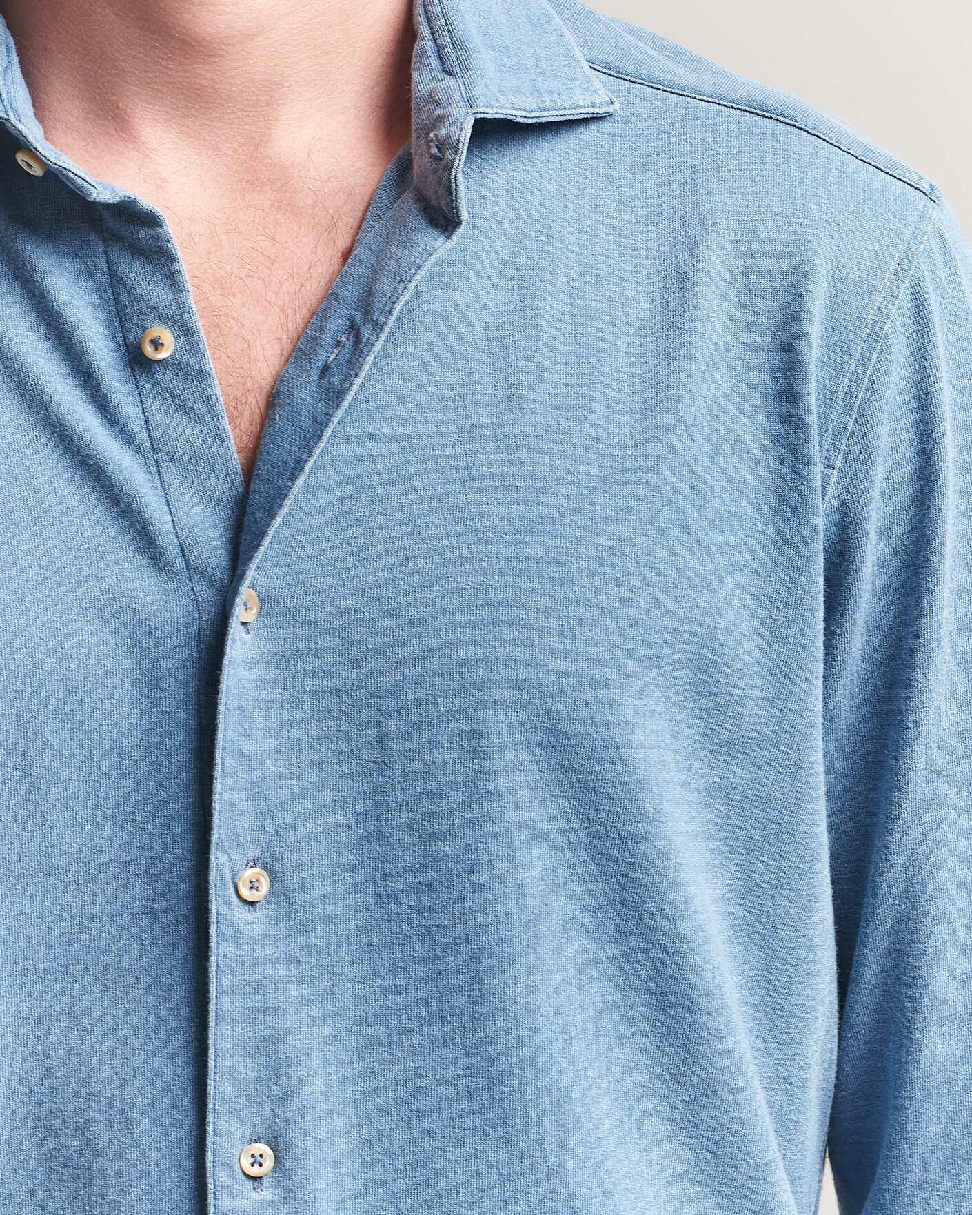 Uomini | Camicie | Stenströms | Jersey Denim Shirt Blue