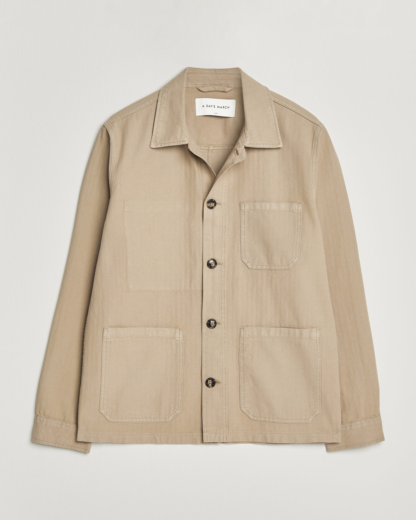 Uomini | Camicie | A Day's March | Original Herringbone Overshirt Desert Taupe