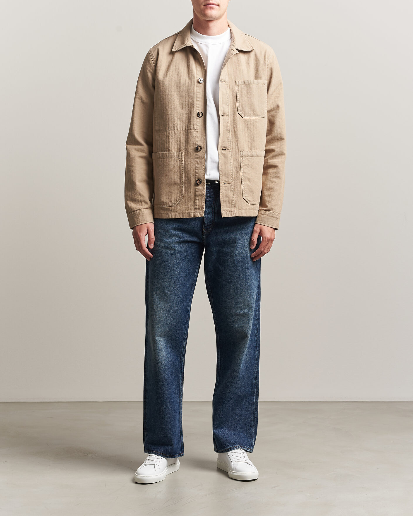 Uomini | Camicie | A Day's March | Original Herringbone Overshirt Desert Taupe