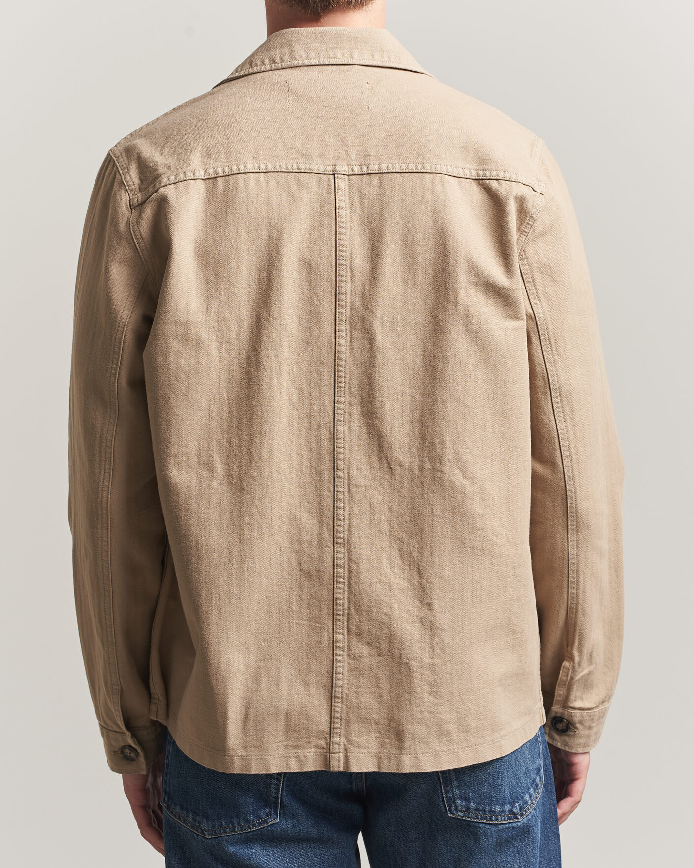 Uomini | Camicie | A Day's March | Original Herringbone Overshirt Desert Taupe
