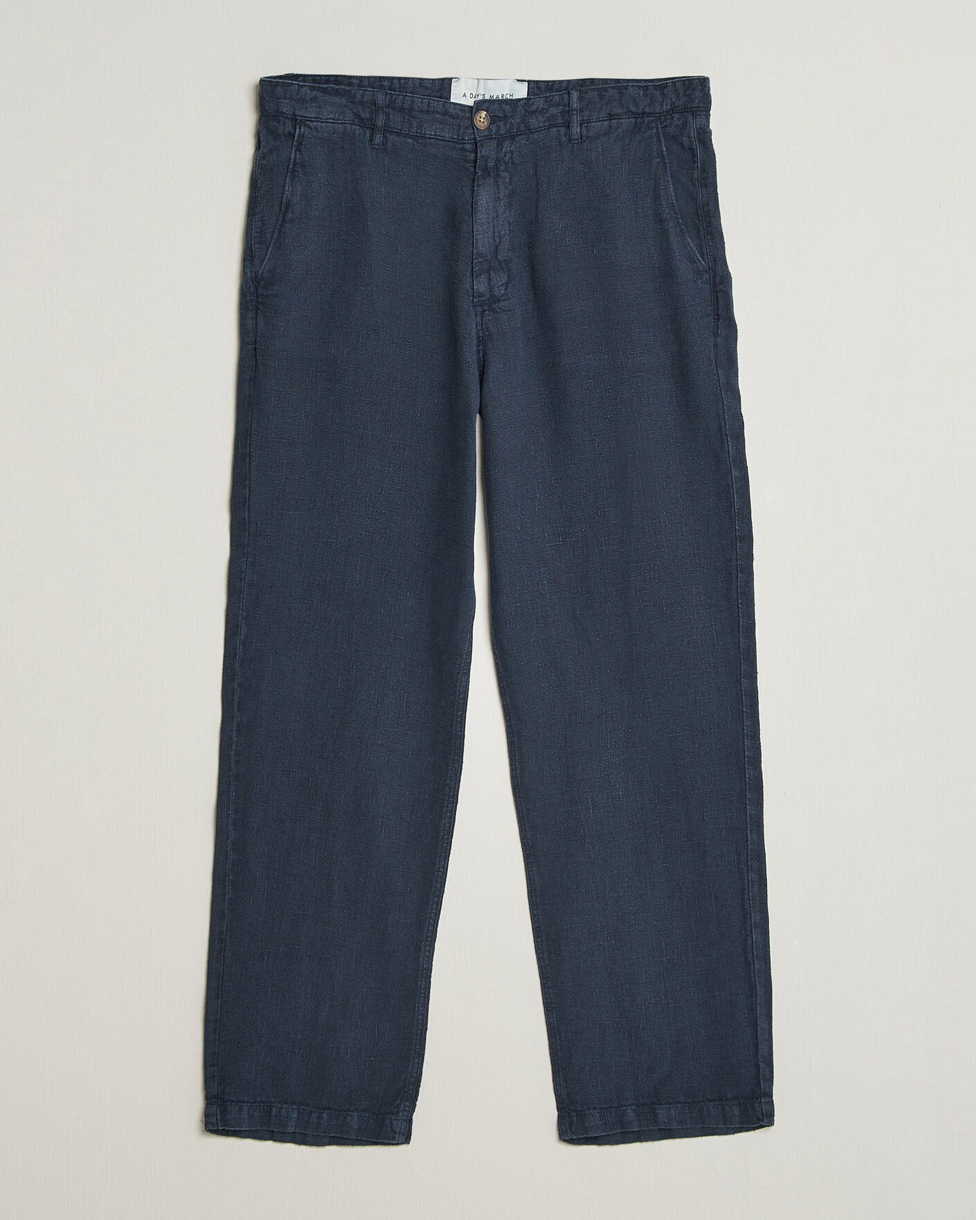 Uomini | Pantaloni | A Day's March | Redwood Linen Trousers Navy