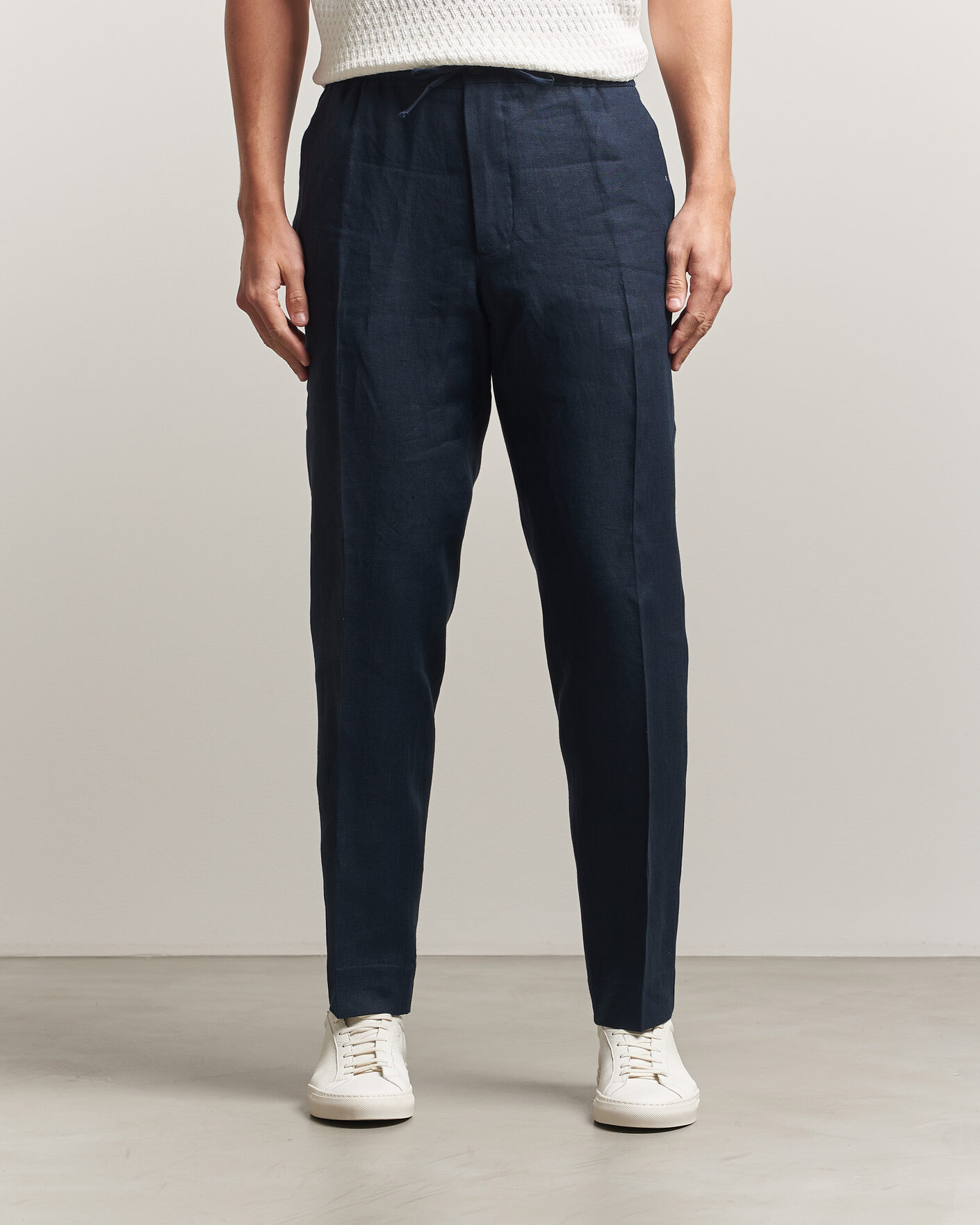 Uomini | Pantaloni | J.Lindeberg | Soren Drape Linen Pants Navy