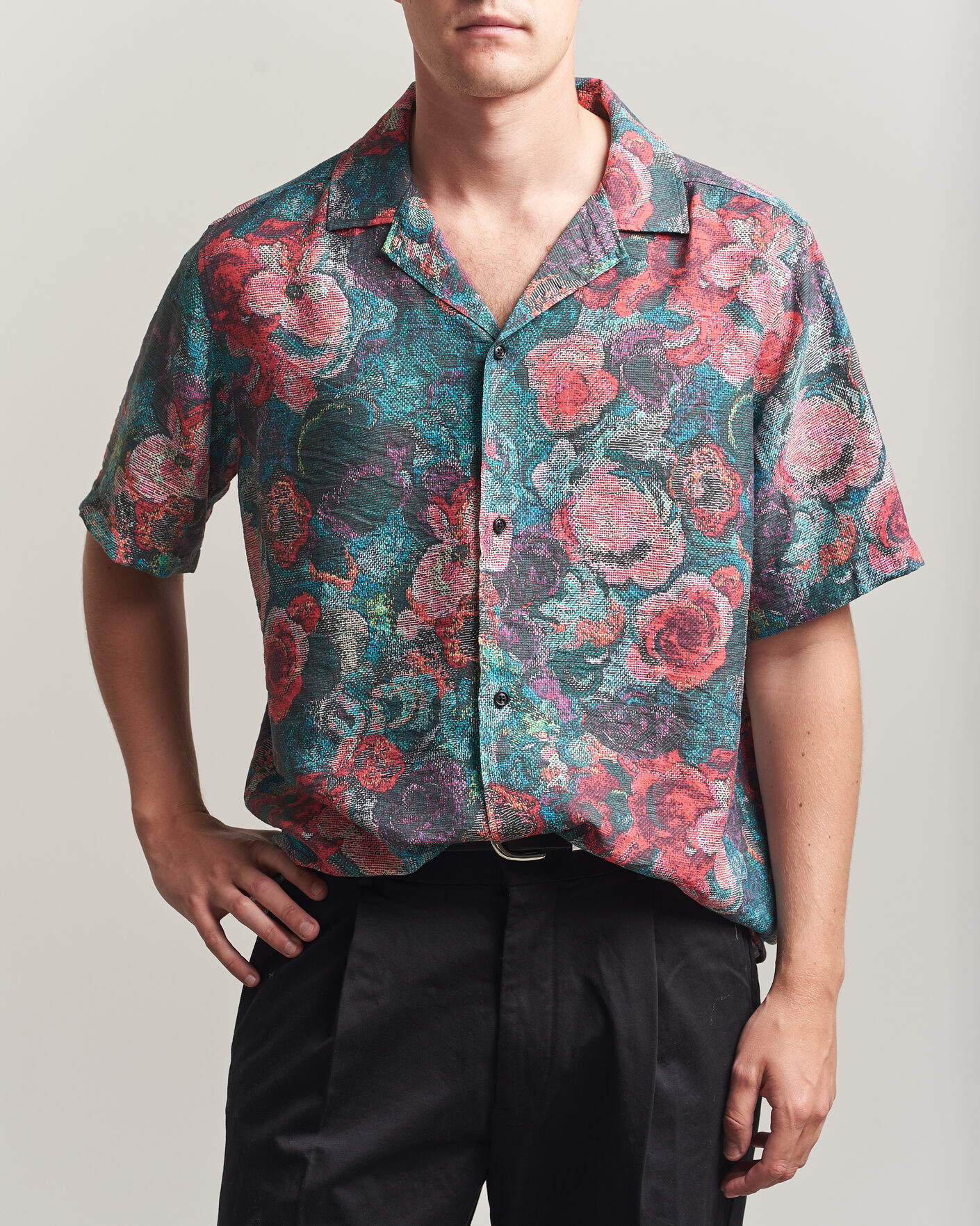 Uomini | Camicie | LES DEUX | Bouquet AOP Short Sleeve Shirt Multi
