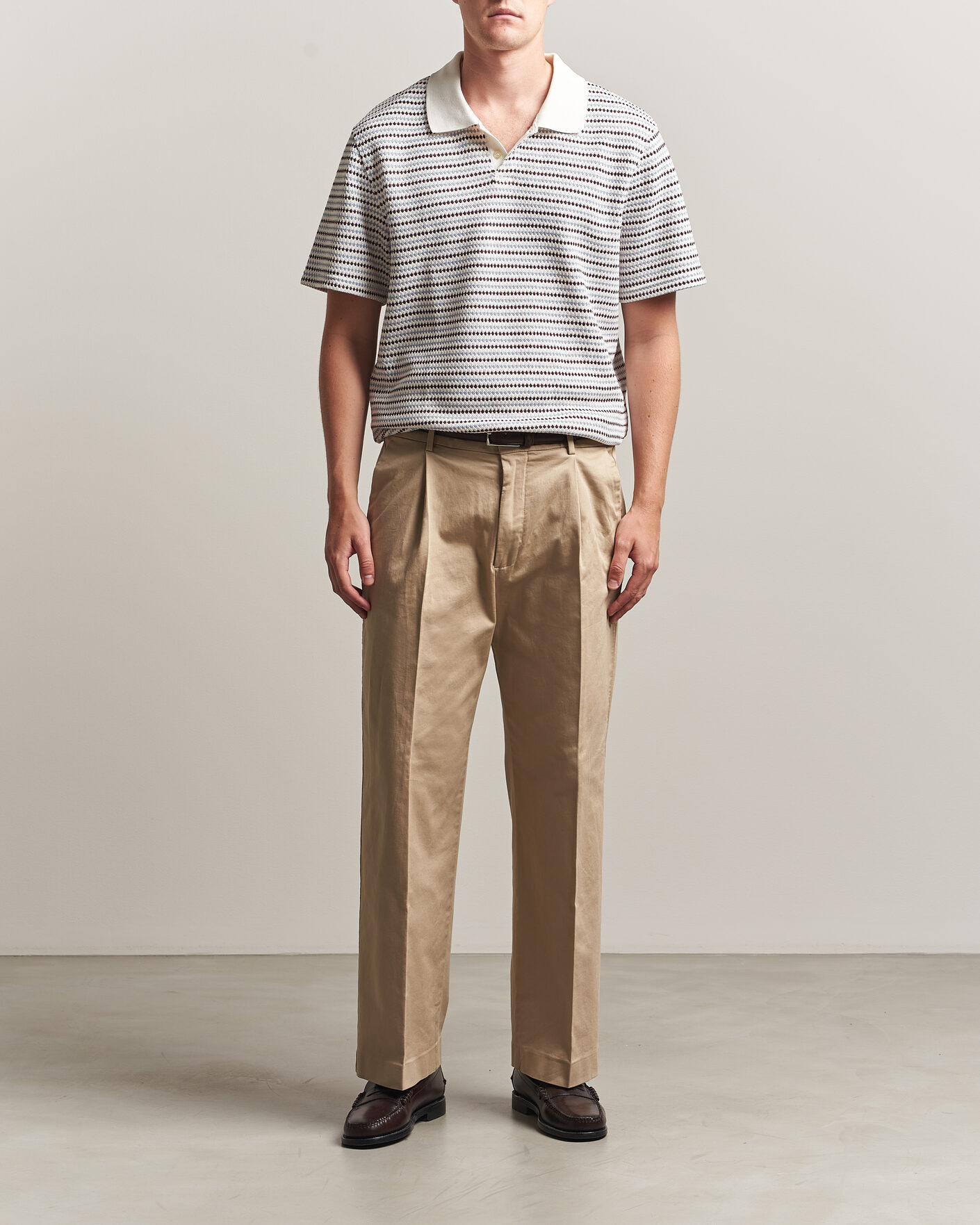 Uomini | Polo | LES DEUX | Knitted Stripe Polo Eggnog White