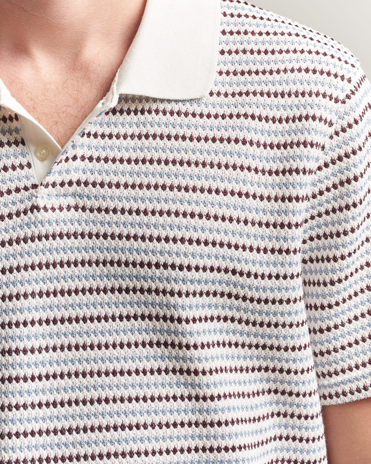 Uomini | Polo | LES DEUX | Knitted Stripe Polo Eggnog White