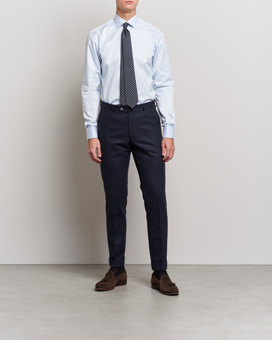 Uomini | Camicie business | Stenströms | Fitted Body Shirt Double Cuff Blue