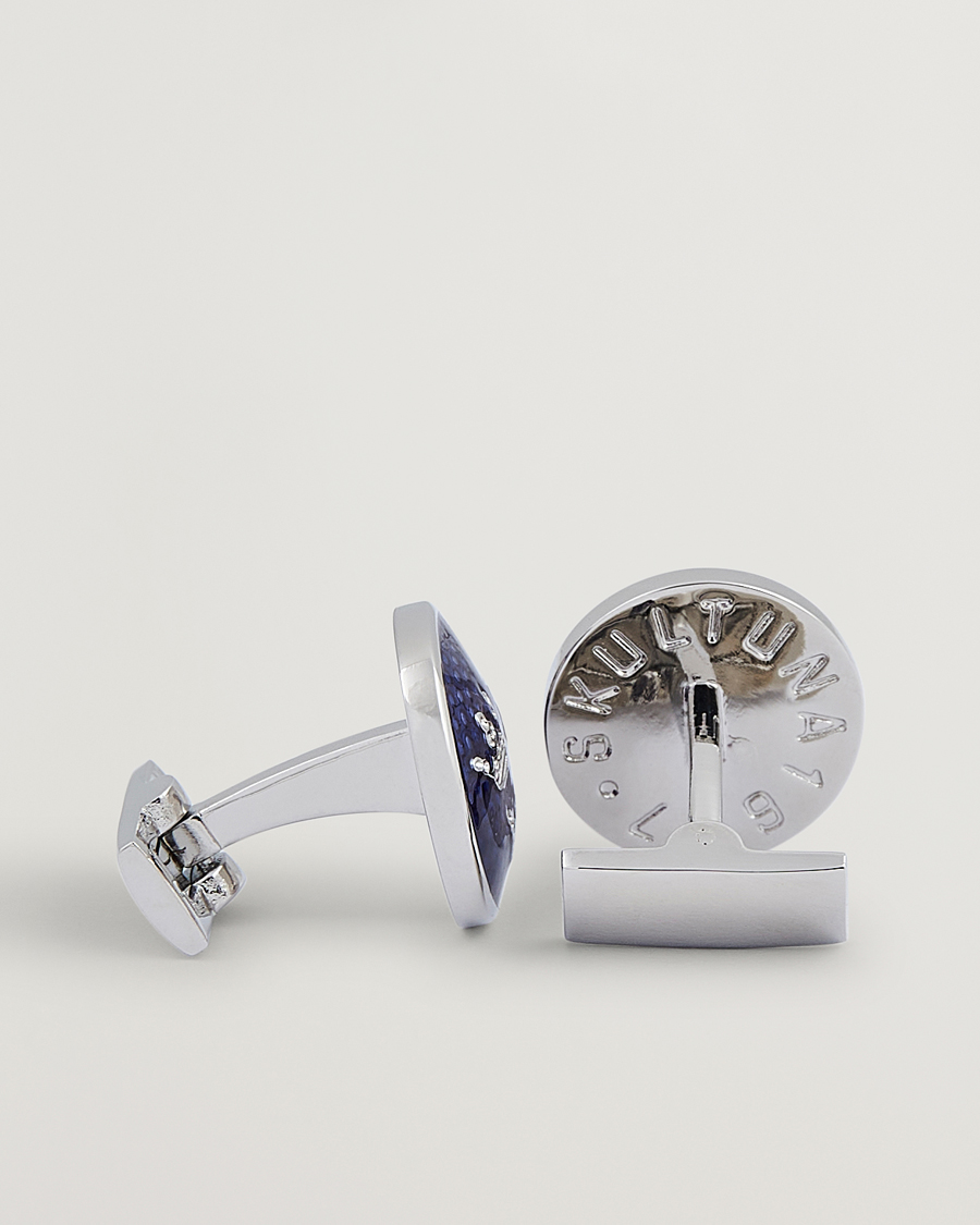 Uomini |  | Skultuna | Cuff Links Tre Kronor Silver/Royal Blue