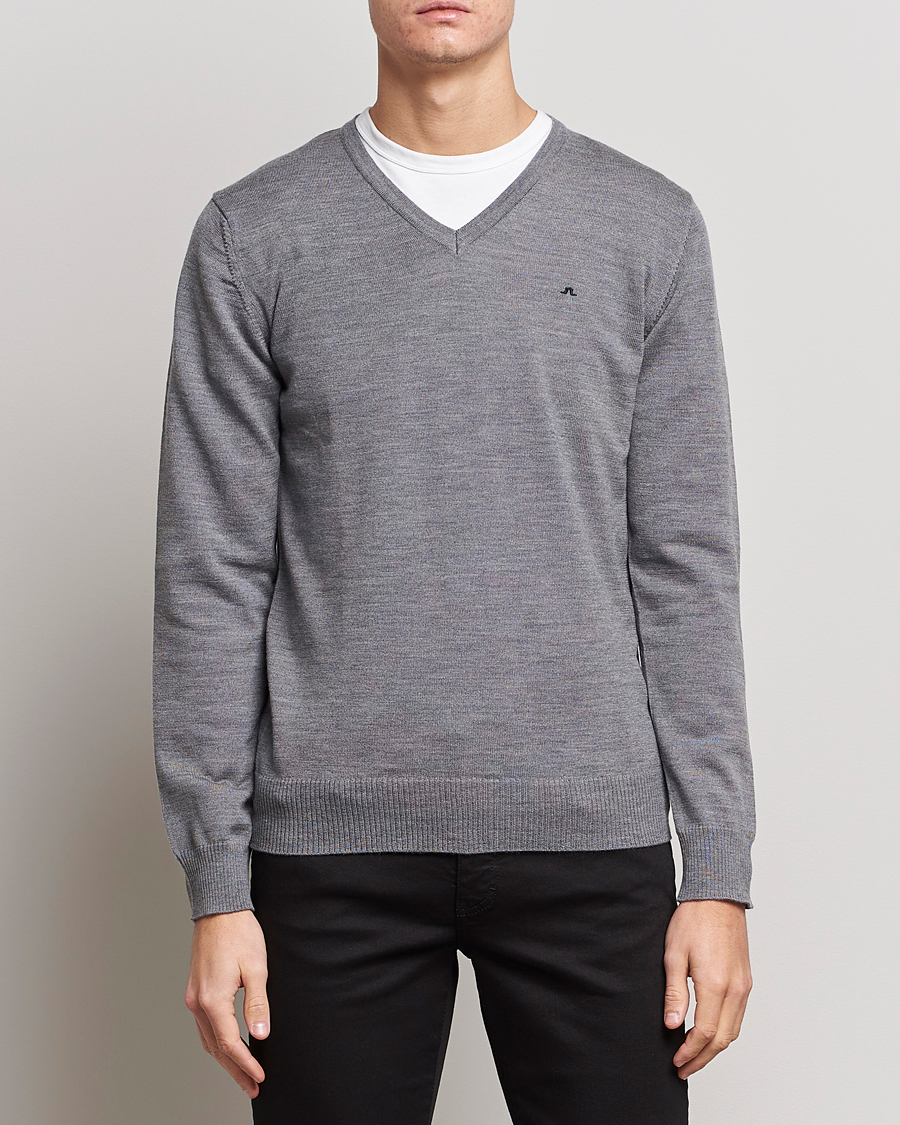 Uomini | Maglieria | J.Lindeberg | Lymann True Merino V-Neck Pullover Grey