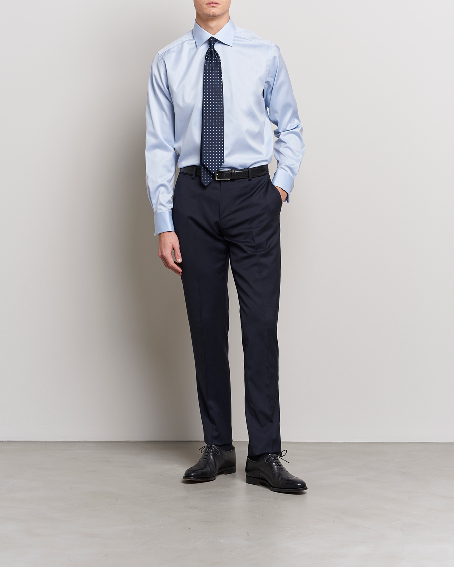 Uomini | Business & Beyond - Formal | Eton | Contemporary Fit Shirt Double Cuff Blue