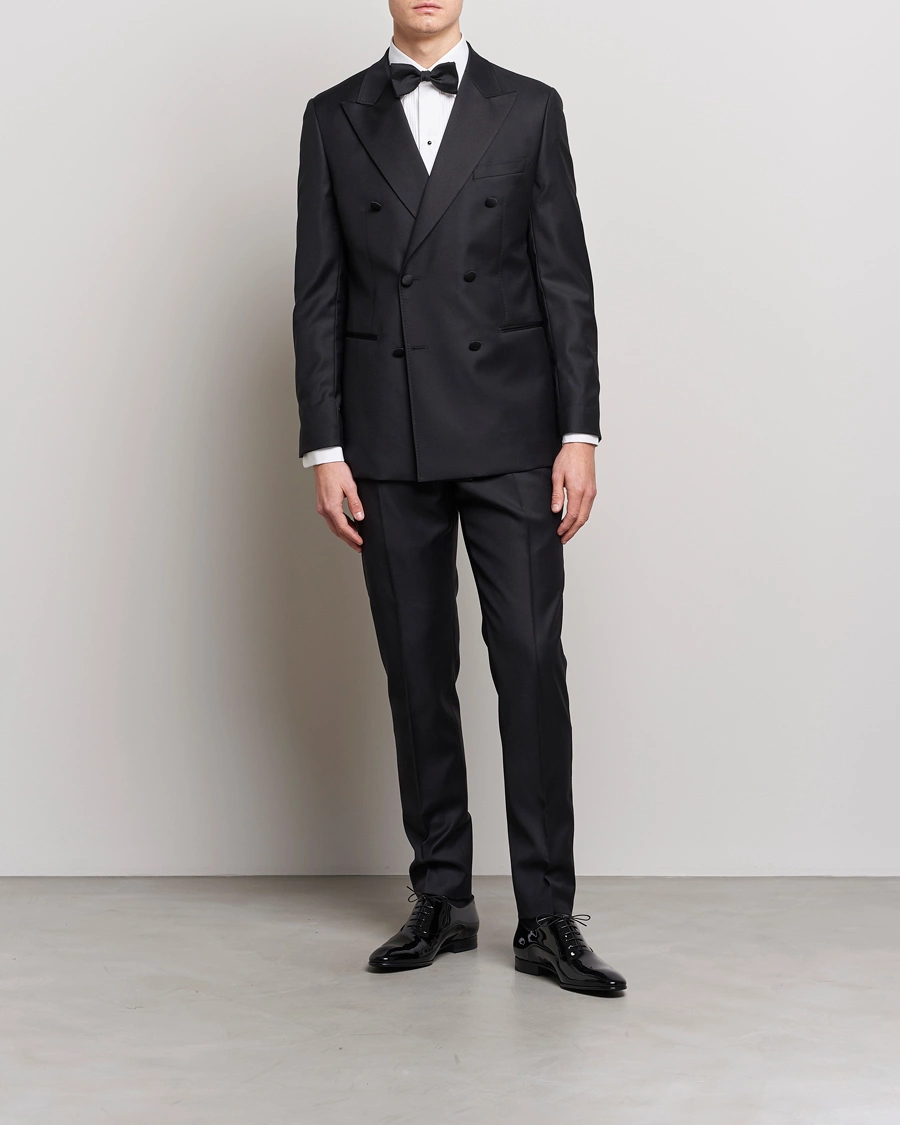 Uomini | Festive | Eton | Slim Fit Tuxedo Shirt Black Ribbon White