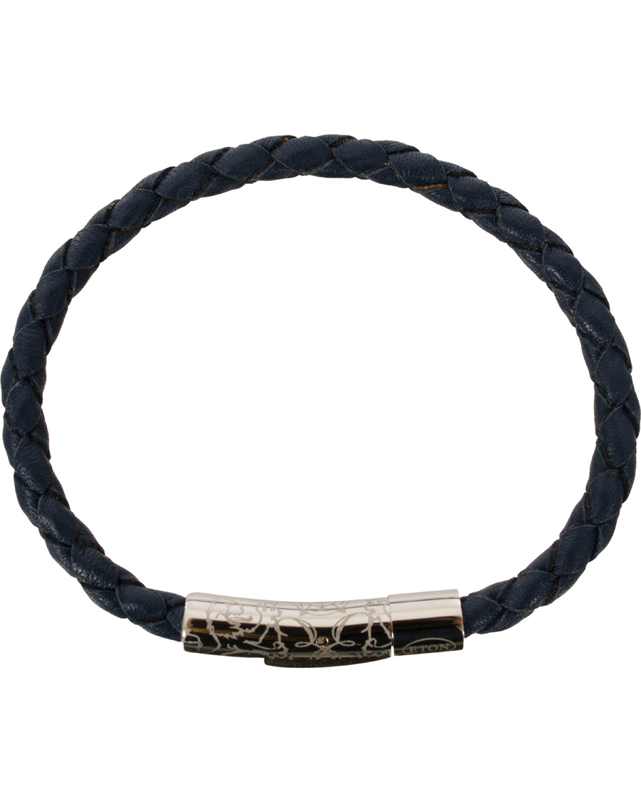 Uomini | Eton Braided Leather Bracelet Navy | Eton | Braided Leather Bracelet Navy