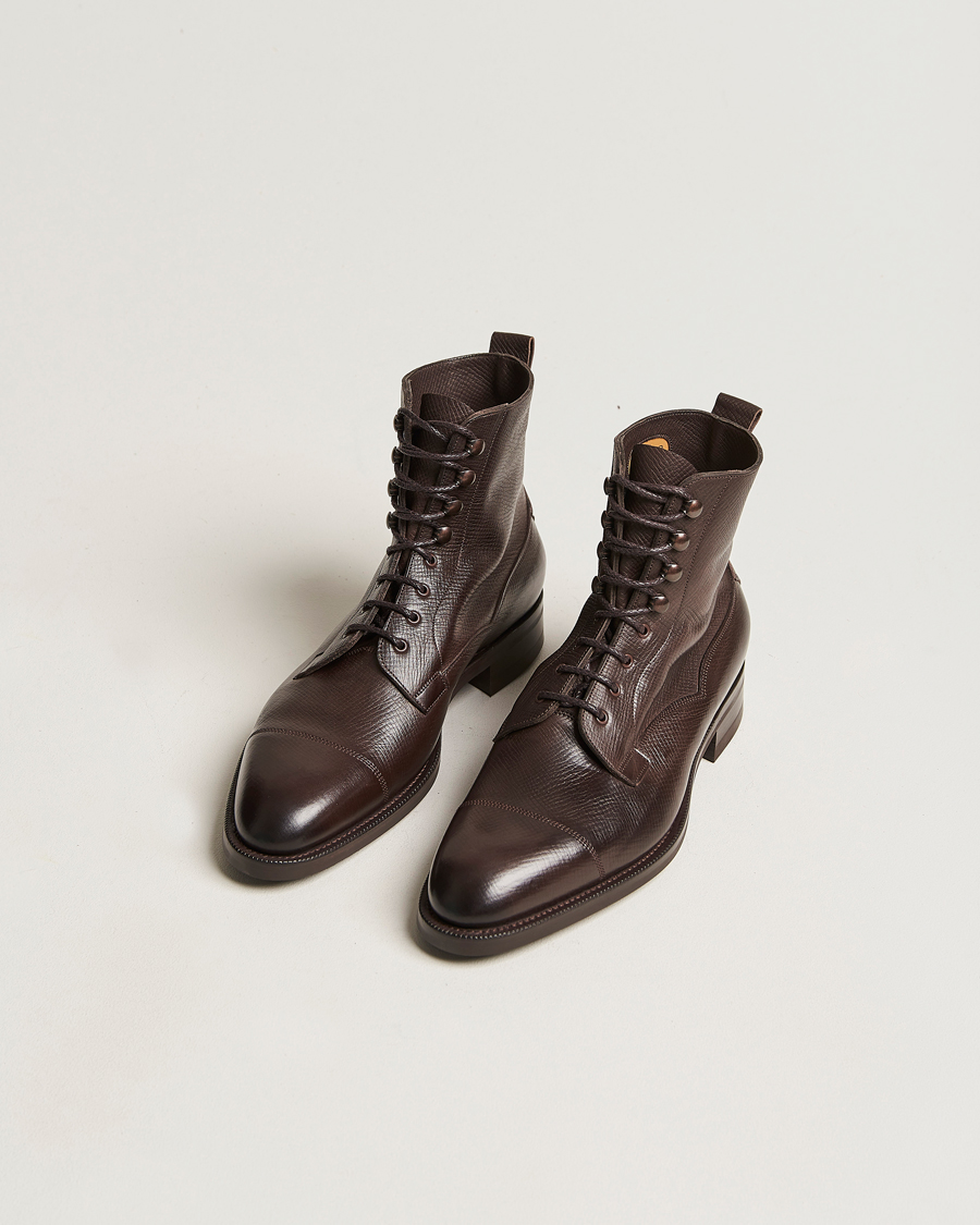 Uomini | Stivali con lacci | Edward Green | Galway Grained Boot Dark Brown Utah Calf