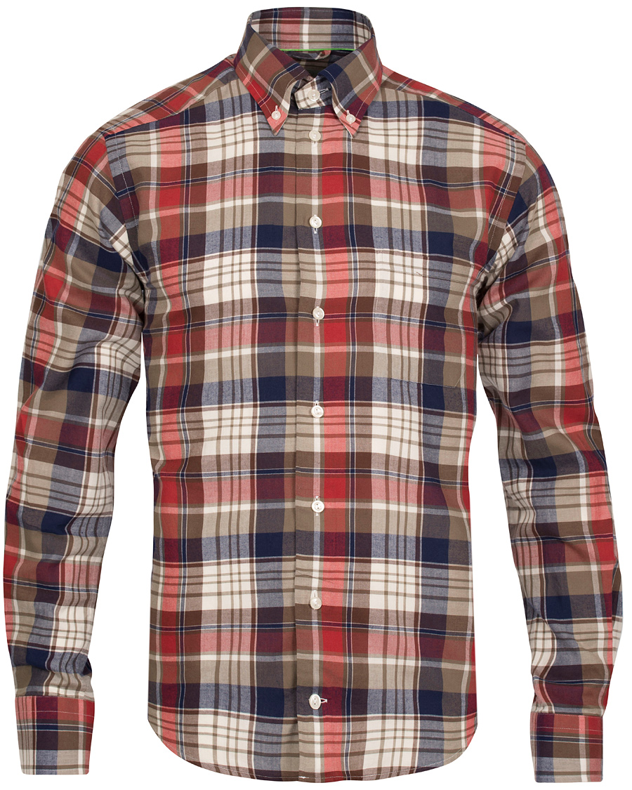 Uomini | Camicie | Eton | Slim Fit Shirt Green Ribbon Flannel Red
