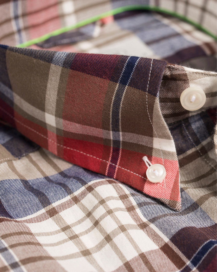 Uomini | Camicie | Eton | Slim Fit Shirt Green Ribbon Flannel Red