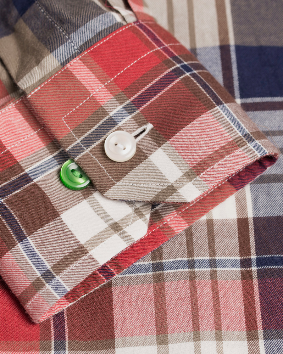 Uomini | Camicie | Eton | Slim Fit Shirt Green Ribbon Flannel Red