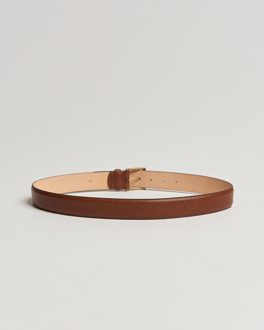 Uomini | Abito da sposa | Crockett & Jones | Belt 3,5 cm Tan Grained Calf