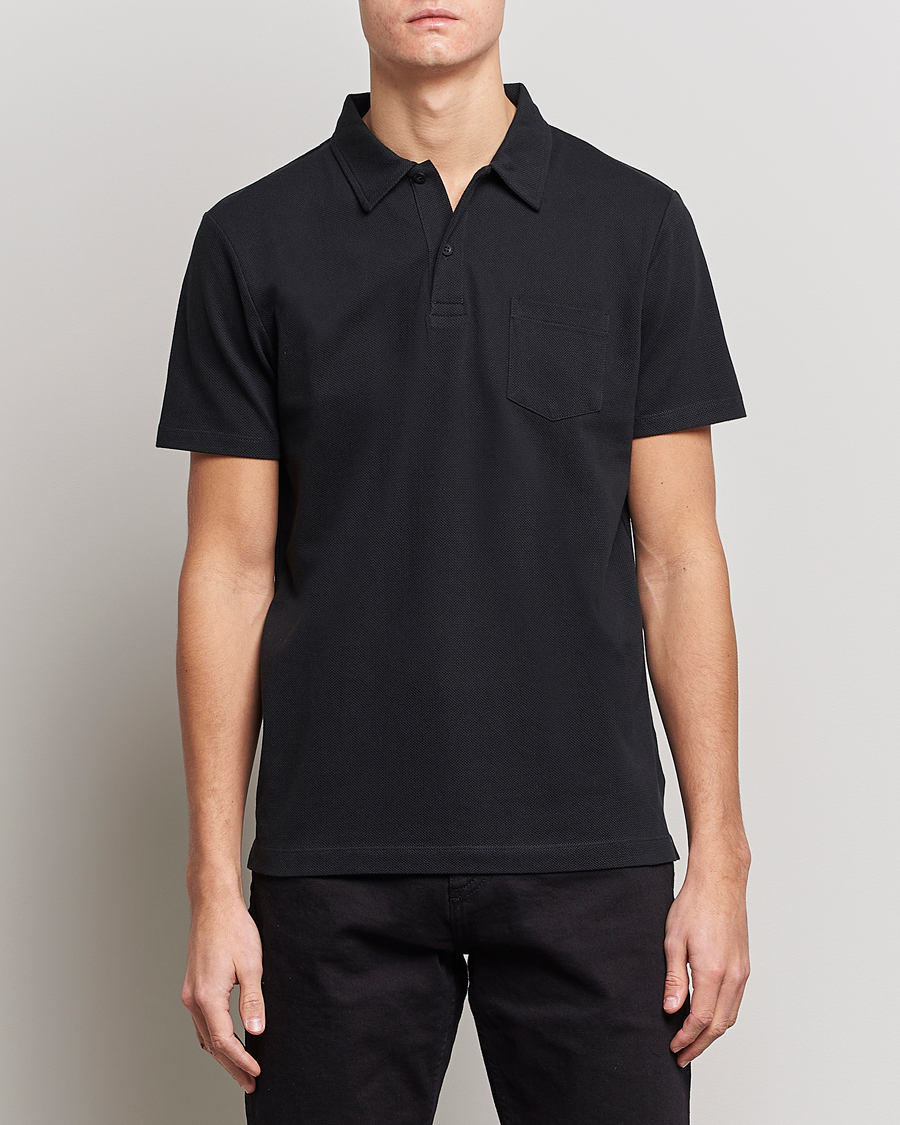 Uomini | Polo | Sunspel | Riviera Polo Shirt Black