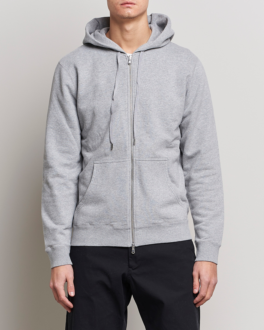 Uomini | Sunspel | Sunspel | Loopback Full Zip Hoodie Grey Melange