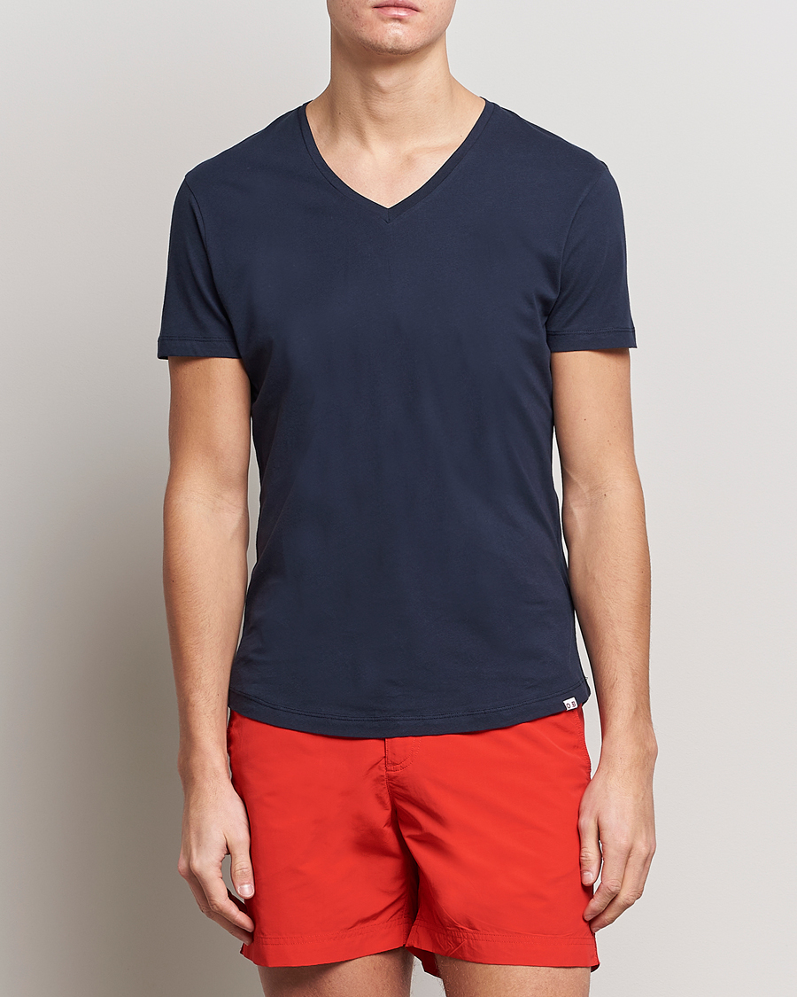 Uomini | Best of British | Orlebar Brown | OB V-Neck Tee Navy