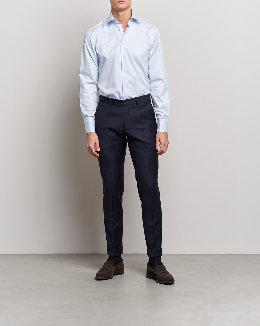 Uomini | Camicie | Stenströms | Fitted Body Shirt Blue