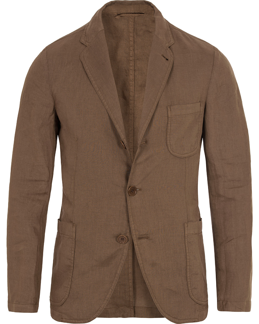Uomini | Blazers | Aspesi | Samuraki Linen Blazer Dark Brown