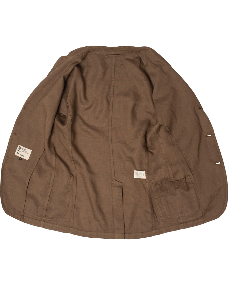 Uomini | Blazers | Aspesi | Samuraki Linen Blazer Dark Brown