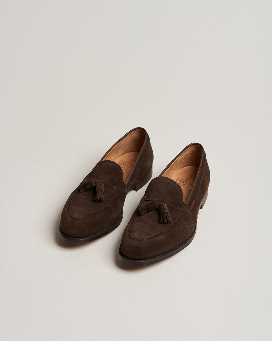 Uomini | Preppy Authentic | Crockett & Jones | Cavendish Tassel Loafer Dark Brown Suede