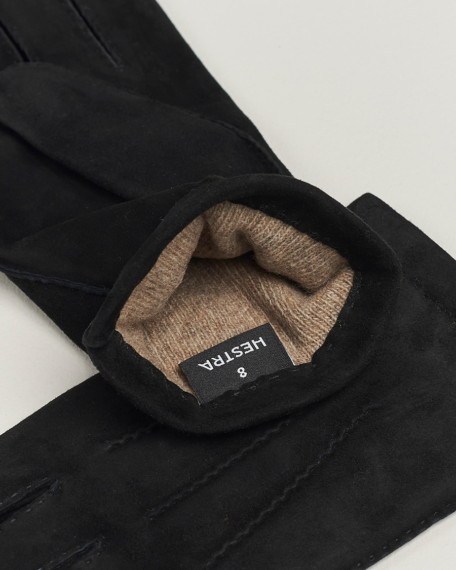 Uomini | Accessori che riscaldano | Hestra | Arthur Wool Lined Suede Glove Black