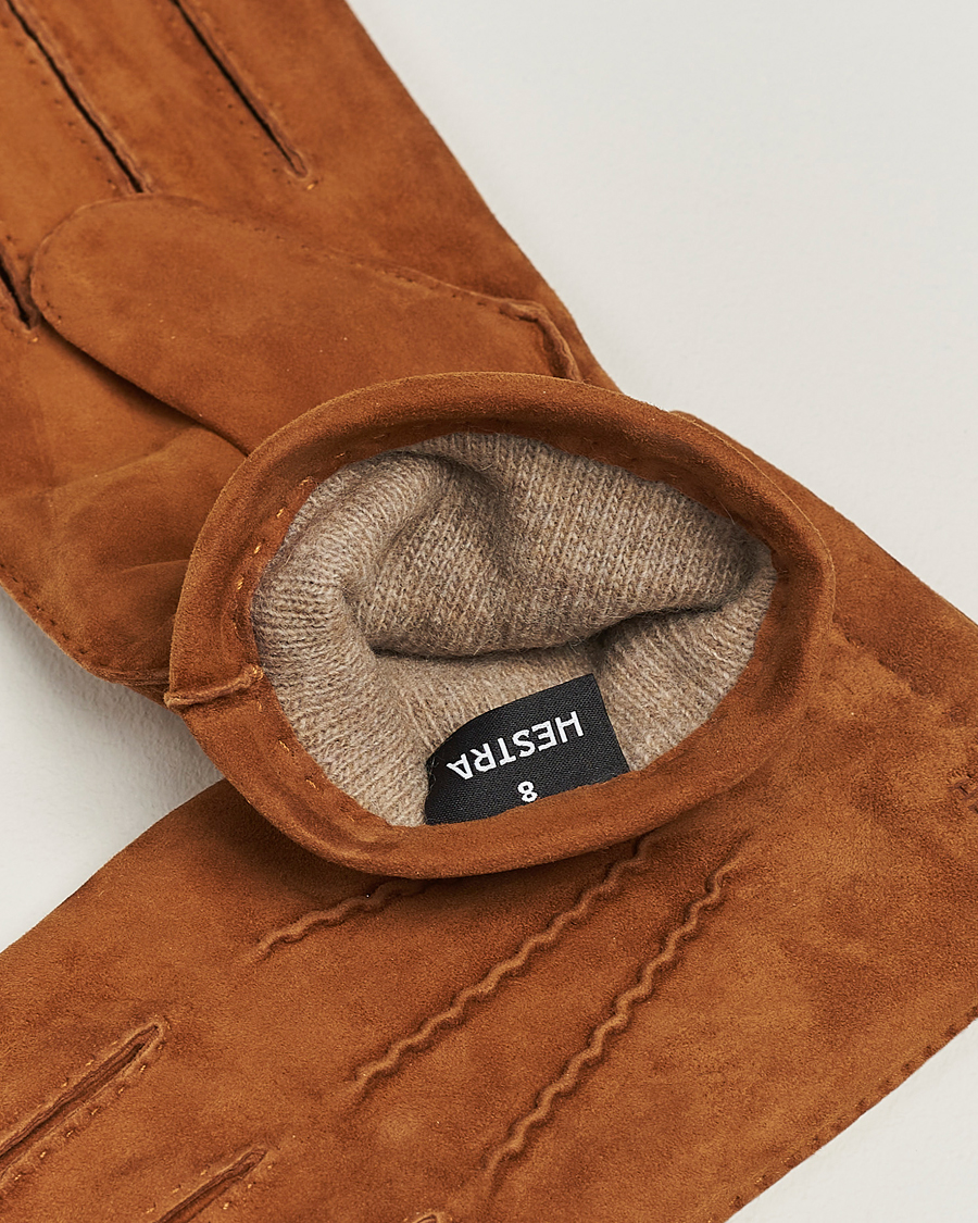 Uomini | Accessori che riscaldano | Hestra | Arthur Wool Lined Suede Glove Cognac