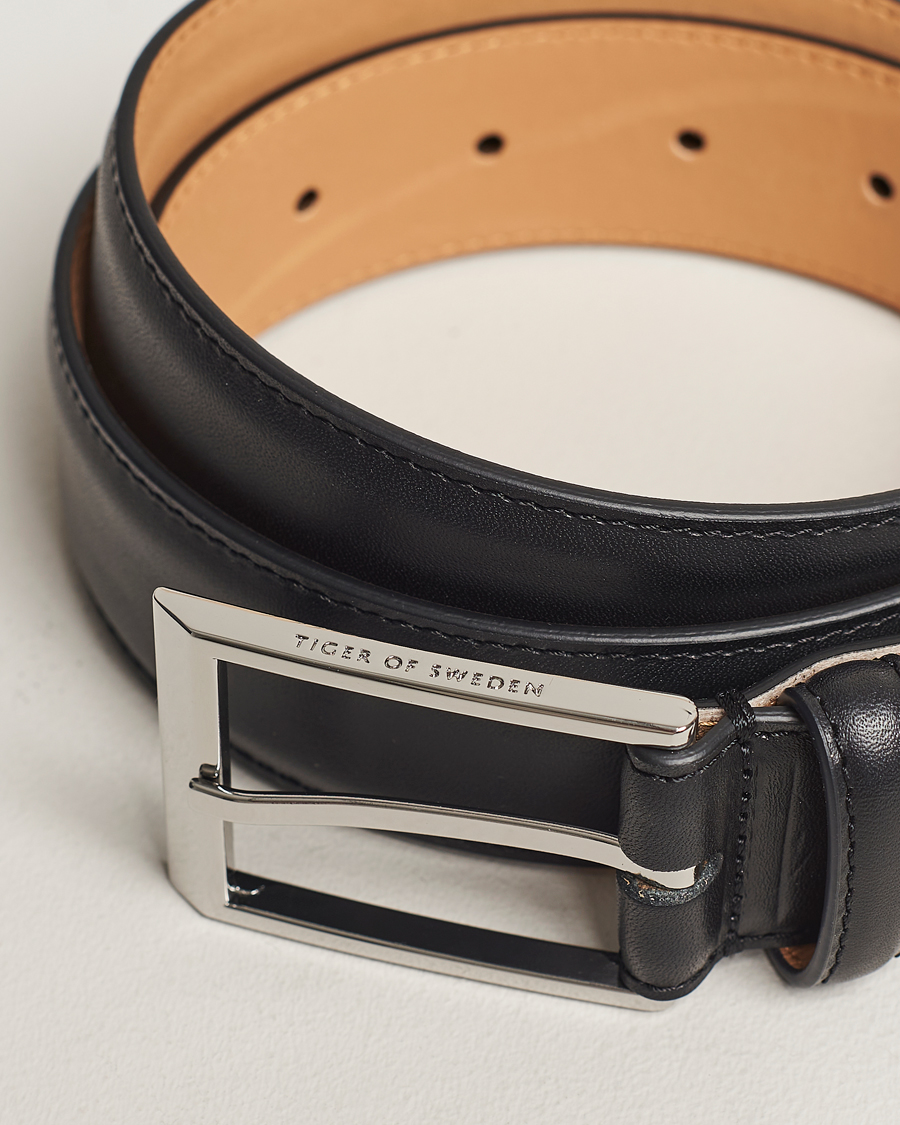 Uomini | Abito scuro | Tiger of Sweden | Helmi Leather 3,5 cm Belt Black