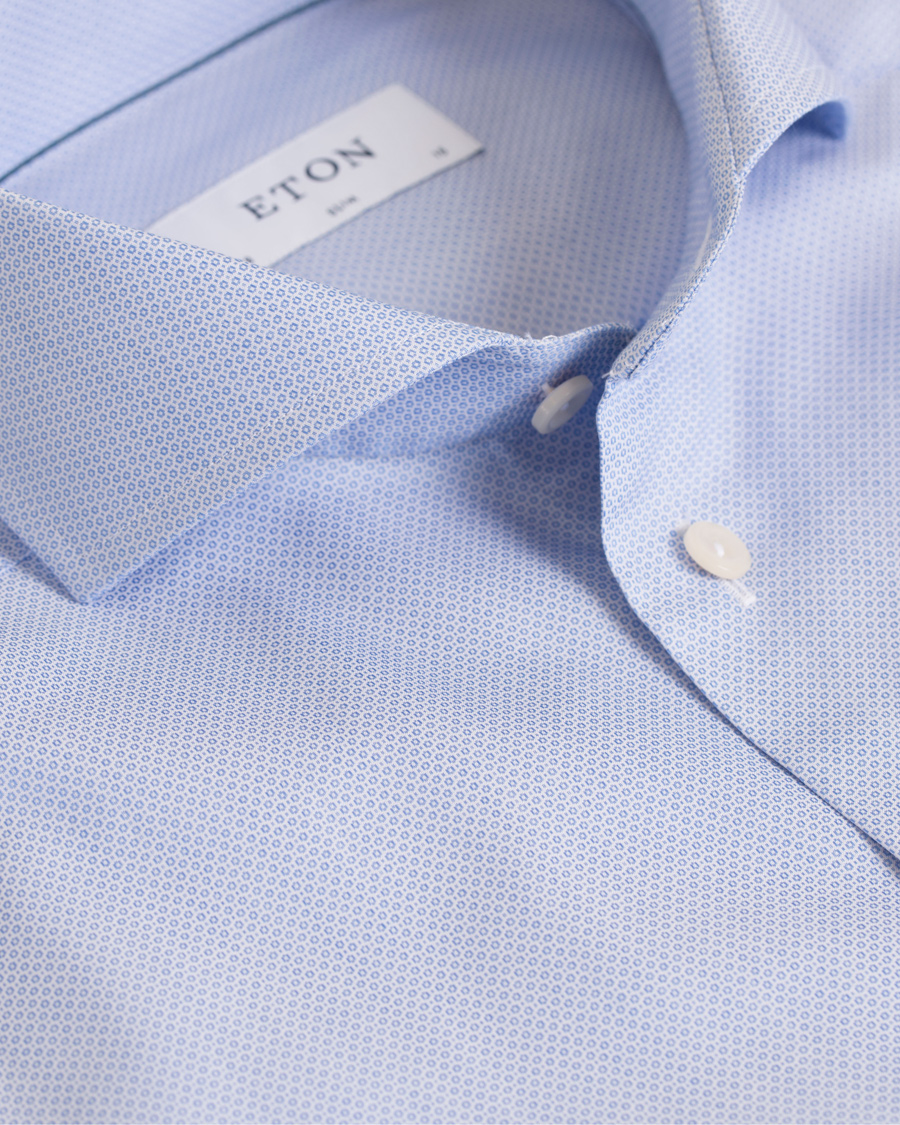 Uomini | Camicie | Eton | Slim Fit Extreme Cut Away Micro Print Shirt Blue
