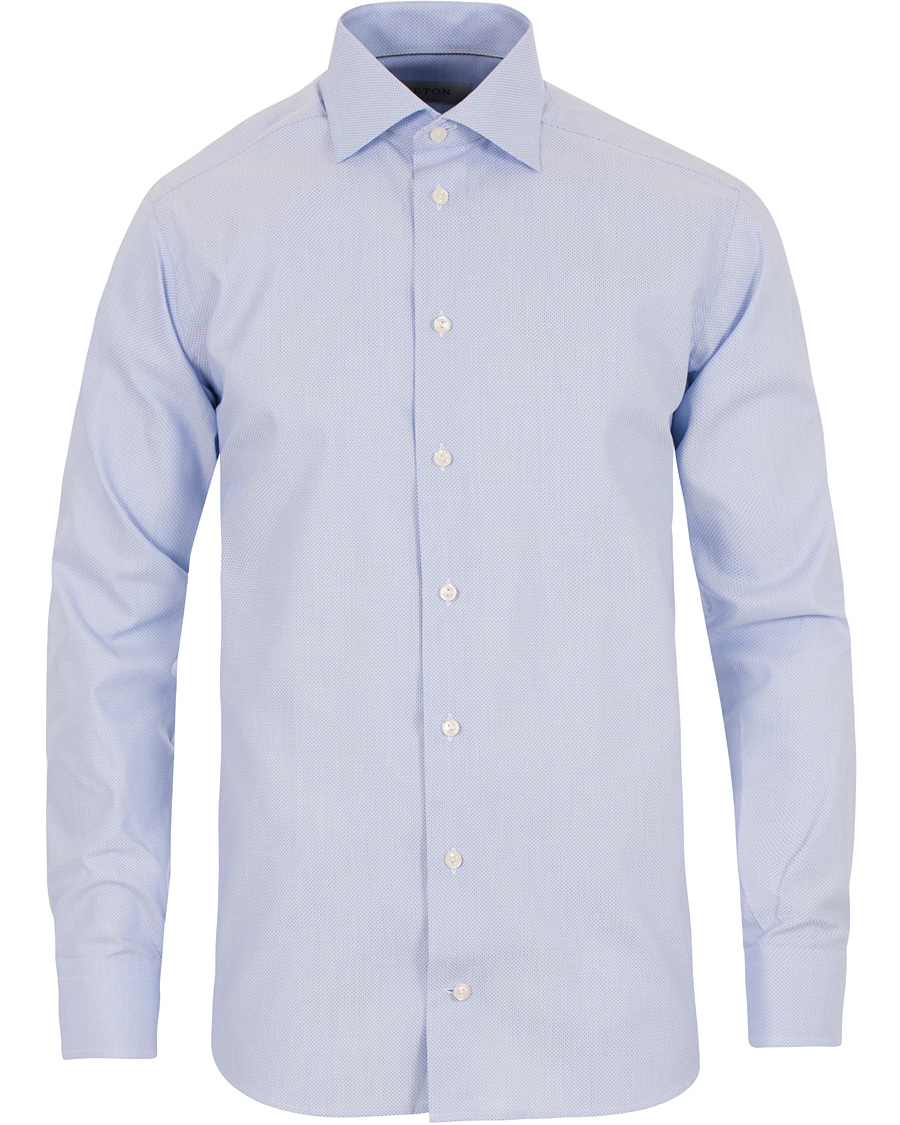 Uomini | Camicie | Eton | Slim Fit Cut Away Micro Print Shirt Blue
