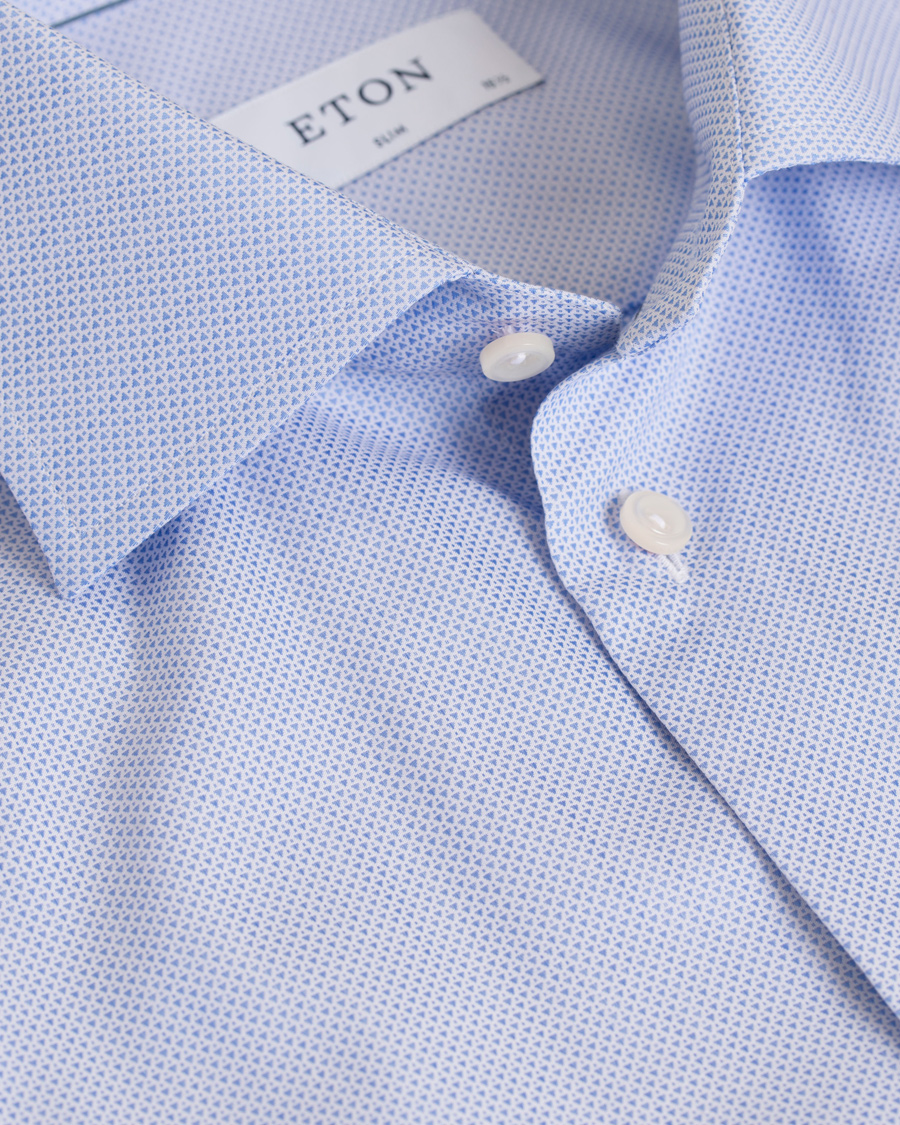 Uomini | Camicie | Eton | Slim Fit Cut Away Micro Print Shirt Blue
