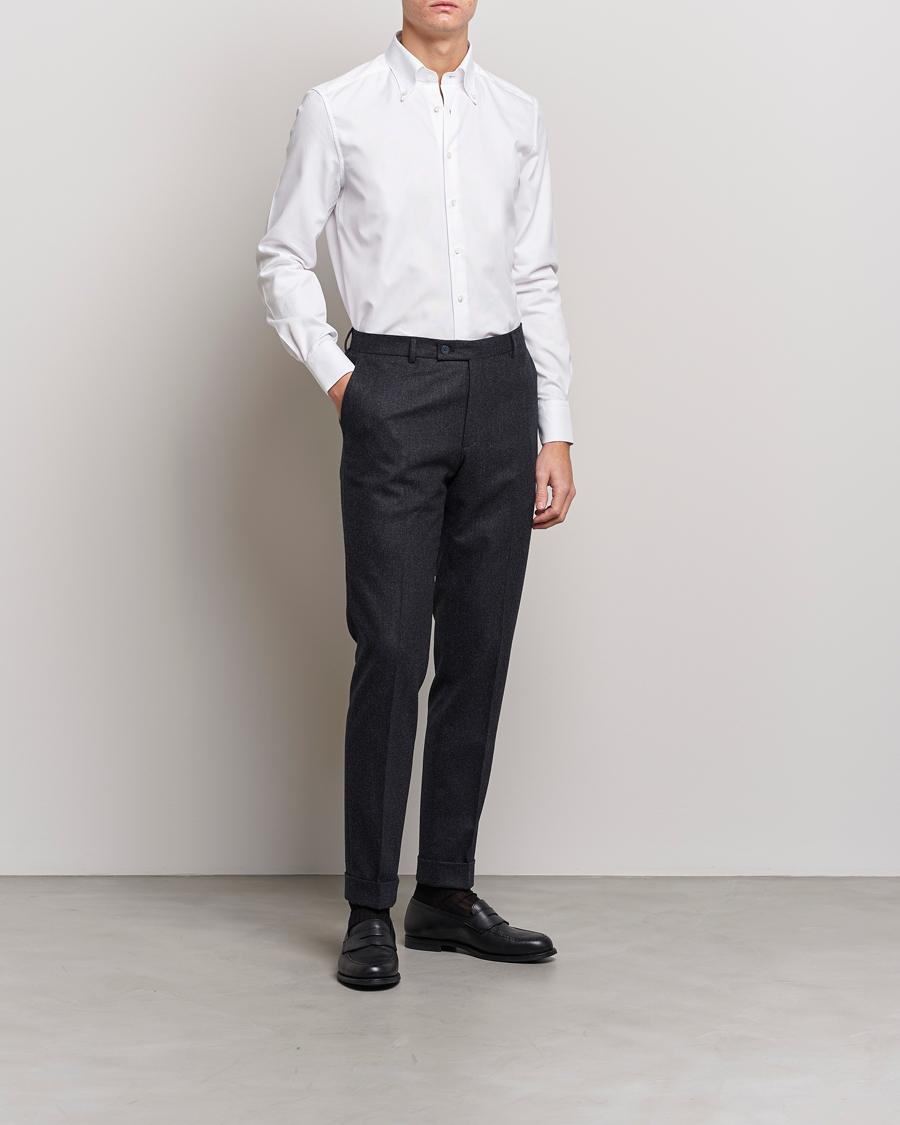 Uomini | Abbigliamento | Stenströms | 1899 Slimline Supima Cotton Structure Shirt White