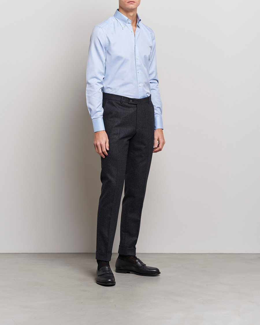 Uomini | Camicie | Stenströms | 1899 Slimline Supima Cotton Structure Shirt Blue