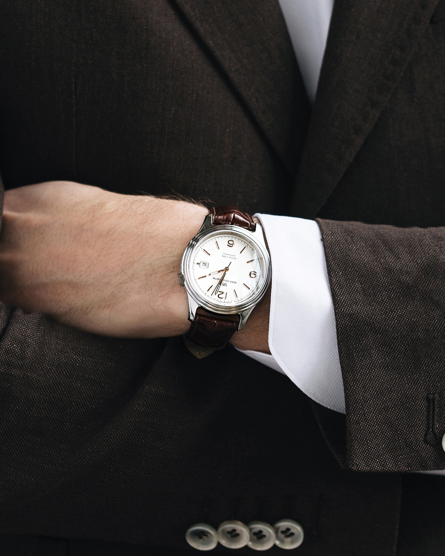 Uomini | Cinturino in pelle | Sjöö Sandström | Royal Steel Classic 41mm Ivory and Brown Alligator