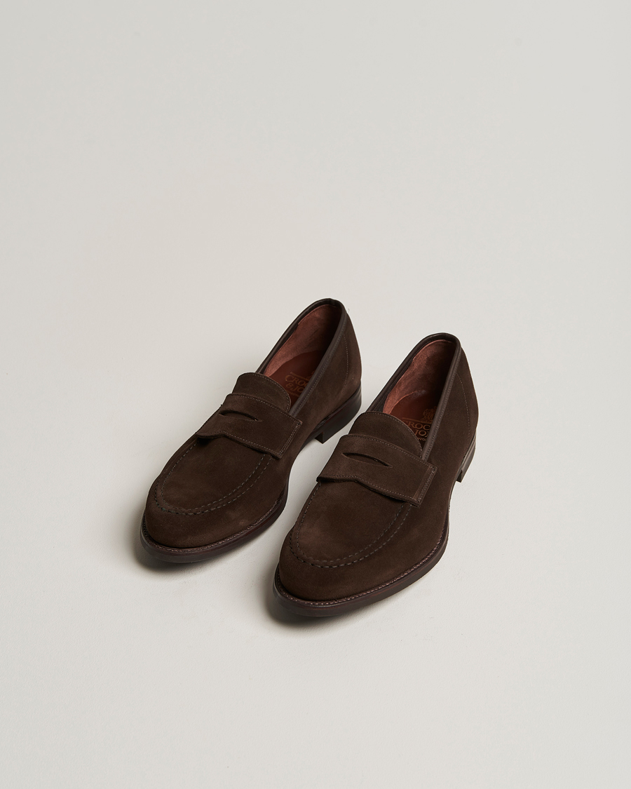 Uomini | Preppy Authentic | Crockett & Jones | Harvard City Sole Dark Brown Suede