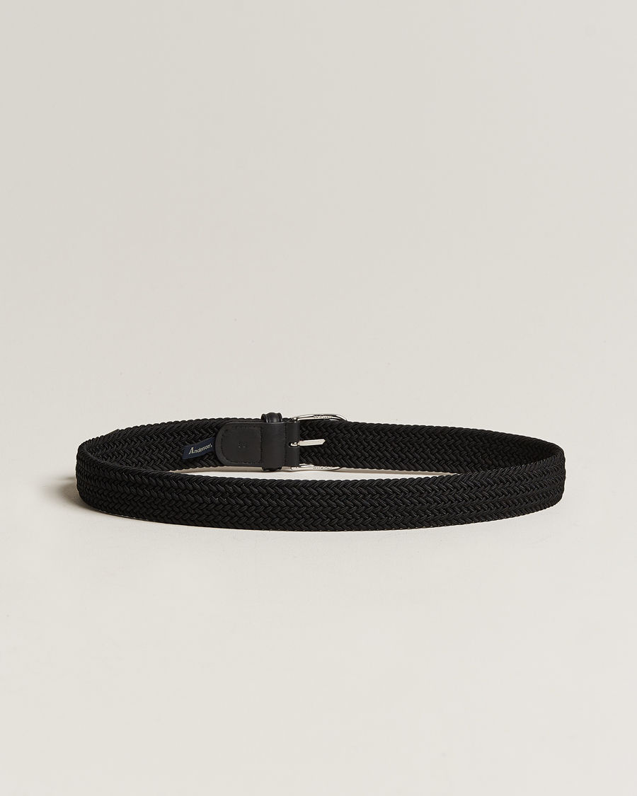 Uomini | Italian Department | Anderson\'s | Stretch Woven 3,5 cm Belt Black