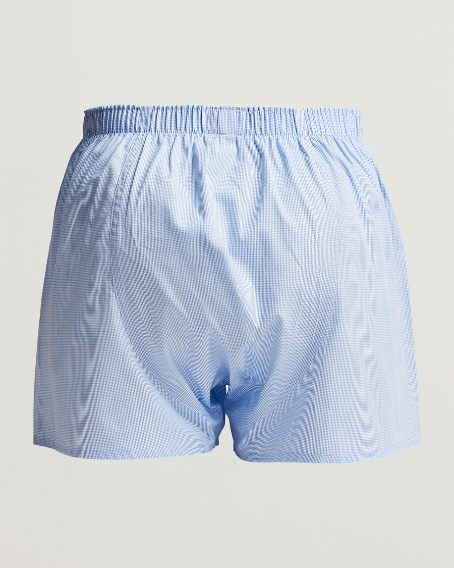 Uomini | Sunspel | Sunspel | Classic Woven Cotton Boxer Shorts Light Blue Gingham