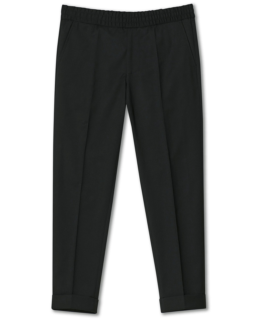 Uomini | Pantaloni | Filippa K | Terry Gabardine Cropped Turn Up Trousers Black