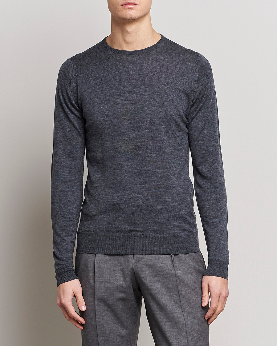 Uomini |  | John Smedley | Lundy Extra Fine Merino Crew Neck Charcoal