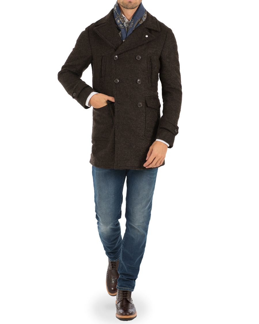 Uomini | Giacche | L.B.M. 1911 | Wool Double Breasted Coat Brown