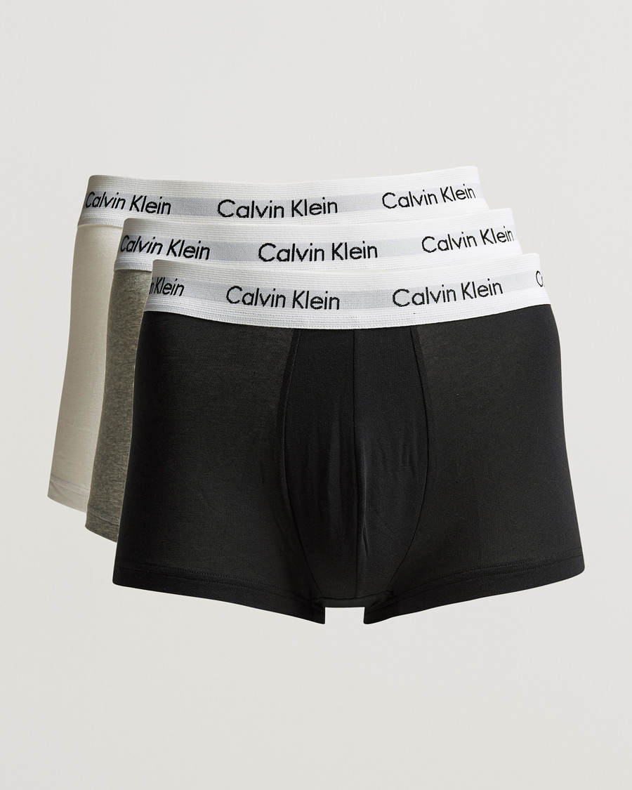 Uomini | Biancheria intima | Calvin Klein | Cotton Stretch Low Rise Trunk 3-Pack Black/White/Grey