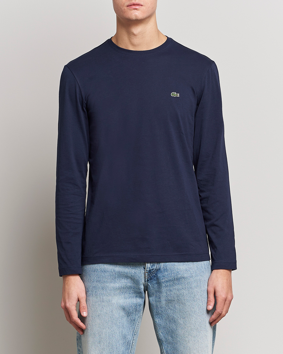 Uomini |  | Lacoste | Long Sleeve Crew Neck T-Shirt Navy