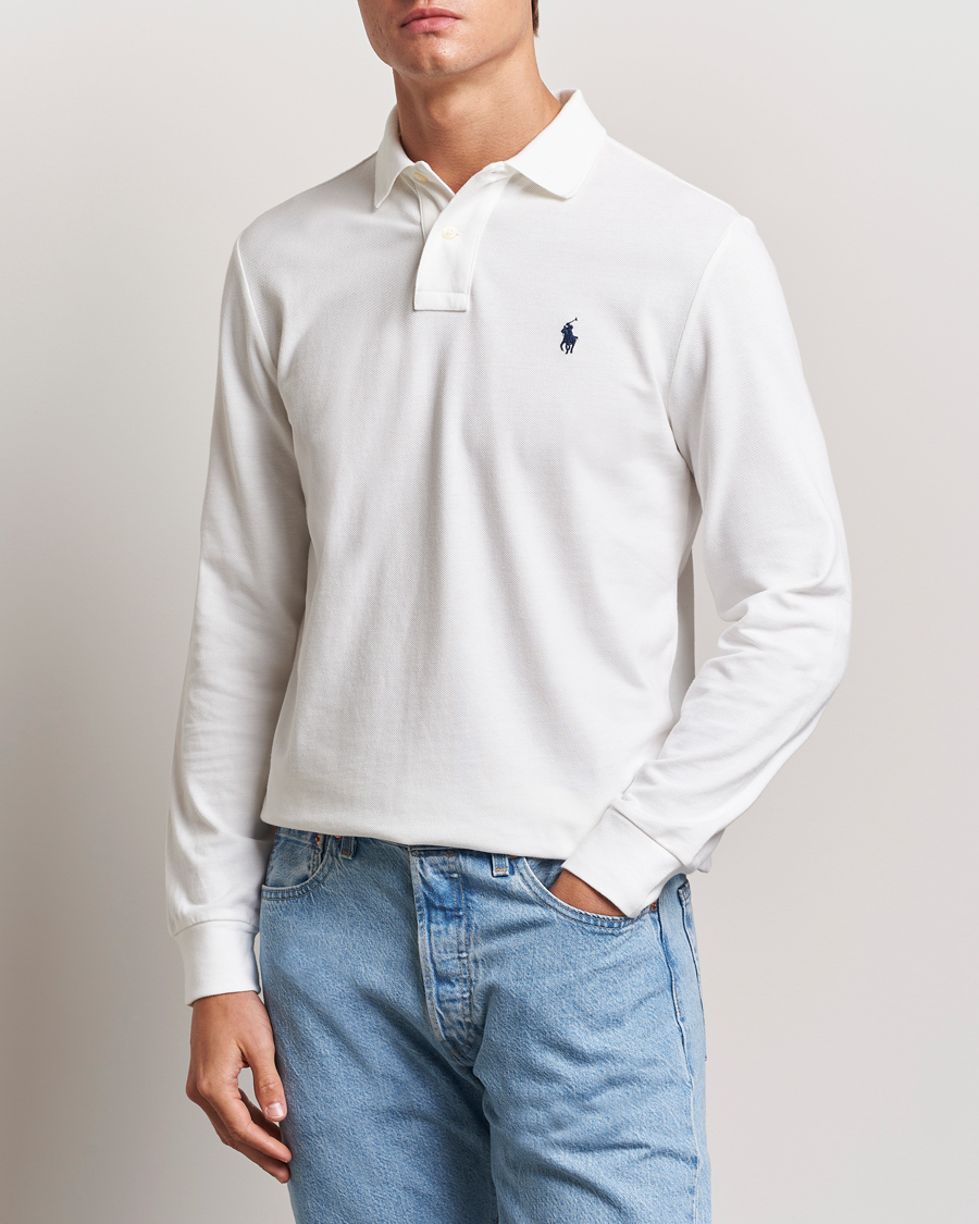 Uomini | Polo | Polo Ralph Lauren | Custom Slim Fit Long Sleeve Polo White