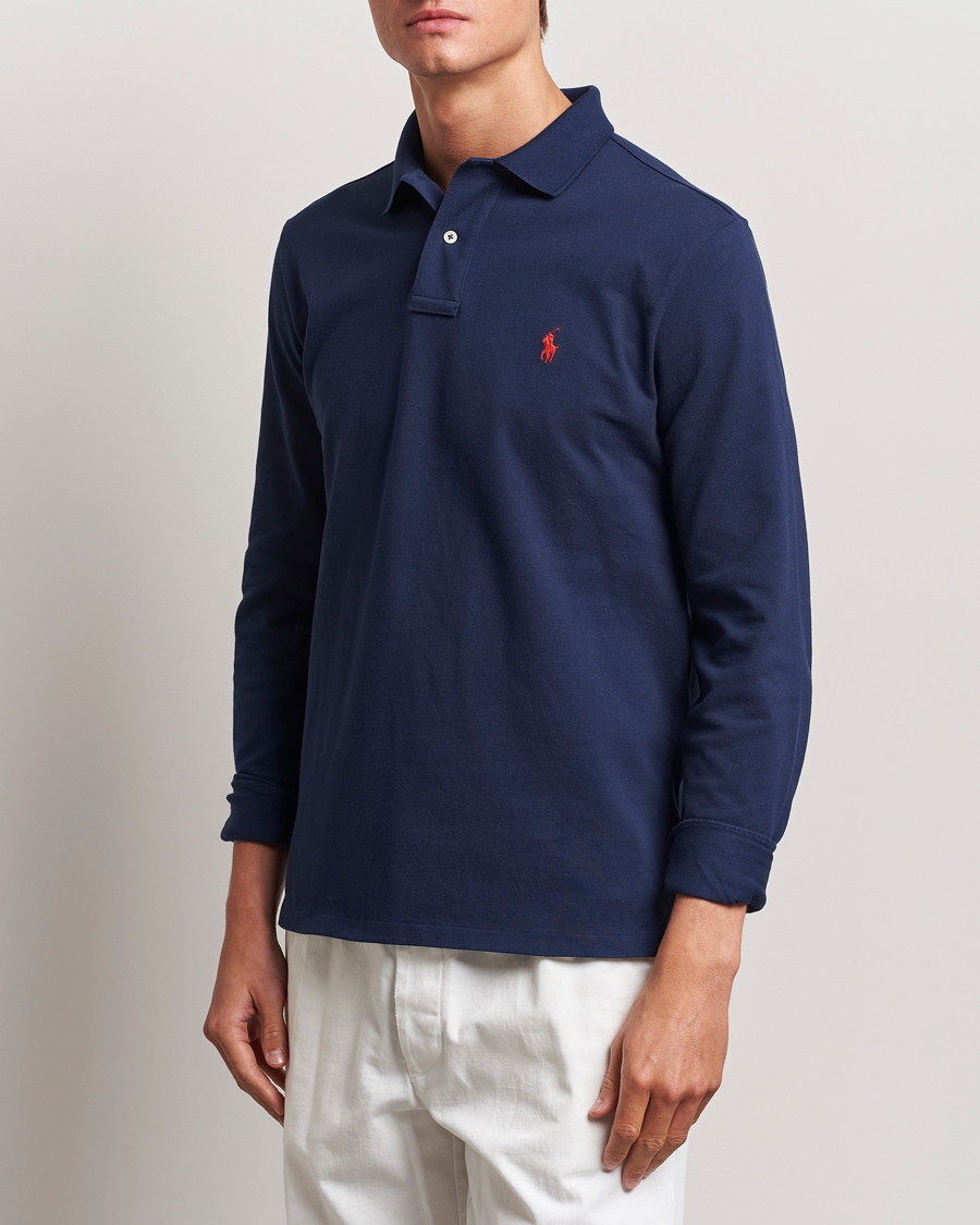 Uomini |  | Polo Ralph Lauren | Custom Slim Fit Long Sleeve Polo Newport Navy